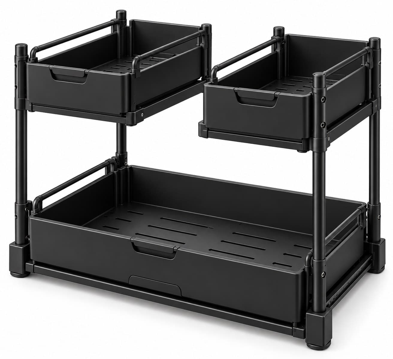 Velqen Adjustable 2-Tier Under-Sink Organiser in Black